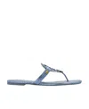 Tory Burch Cut-out Leather Flat Sandals In Blue