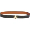 Tory Burch 1.5-inch Miller Smooth Leather Reversible Logo Belt In Black