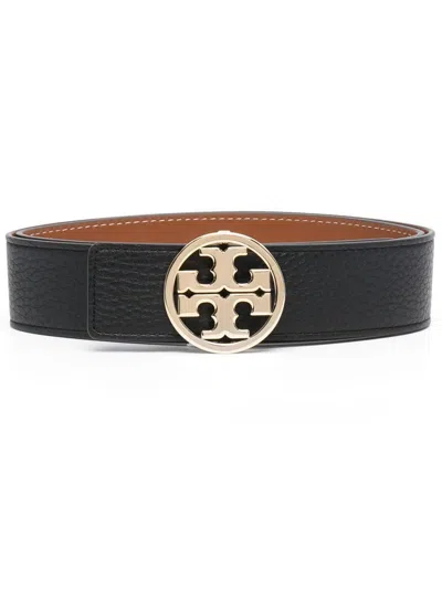Tory Burch Miller Reversible Leather Belt In Black