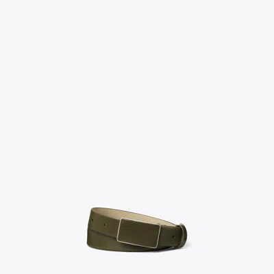Tory Burch 1.5" Plate Belt In Green