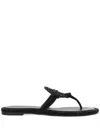 Tory Burch Glossy Patent T-strap Sandals In Perfect Black
