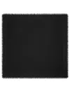Tory Burch Fringed Edge Black Silk-cotton Blend Square Scarf In Black