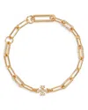 Tory Burch 18k Gold Plated Good Luck Chain Pave Bracelet In Gold