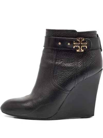 Pre-owned Tory Burch 2023  115mm Wedged Zipper Ankle Boots In Black