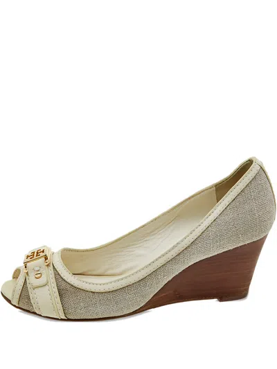 Pre-owned Tory Burch 2023  65mm Wedged Buckled Peep-toe Pumps
