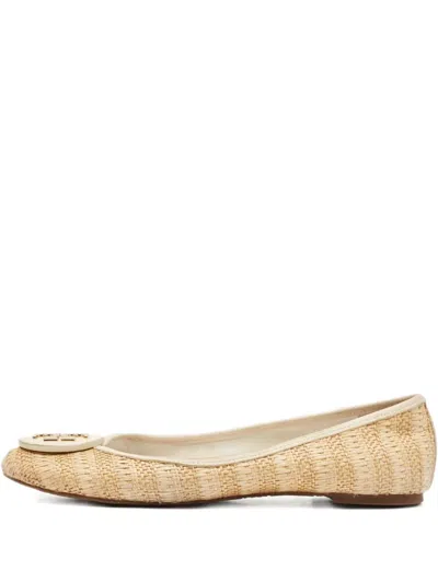 Tory Burch 2023  Raffia Leather Ballet Flats In Brown