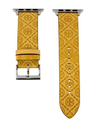 Pre-owned Tory Burch 20mm Apple Watch Strap In Yellow