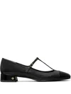 Tory Burch Mixed Leather T-strap Ballerina Flats In Black