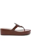 Tory Burch 25mm Miller Wedge Sandals In Brown