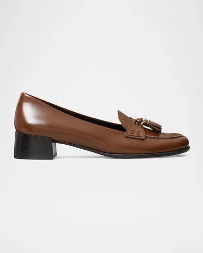 Tory Burch 30mm Leather Tassel Loafers In Mocha Brow