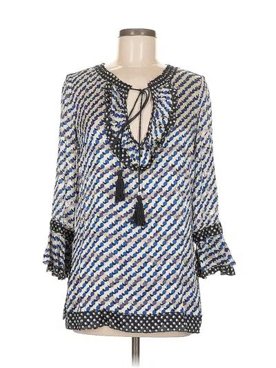 Pre-owned Tory Burch 3/4 Sleeve Blouse In Blue