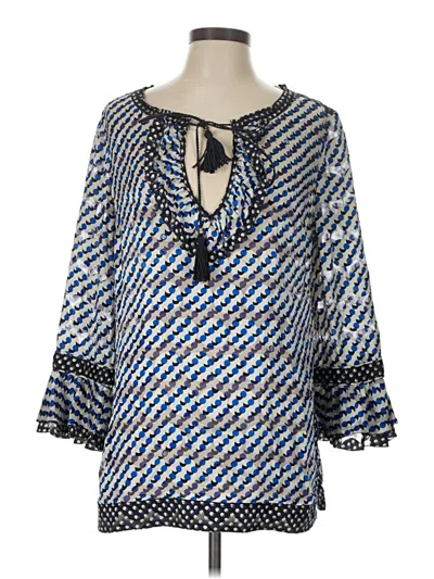 Pre-owned Tory Burch 3/4 Sleeve Blouse In Blue