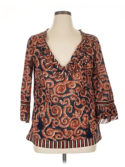 Pre-owned Tory Burch 3/4 Sleeve Blouse In Brown