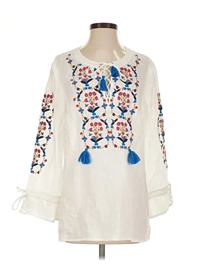 Pre-owned Tory Burch 3/4 Sleeve Blouse In Ivory