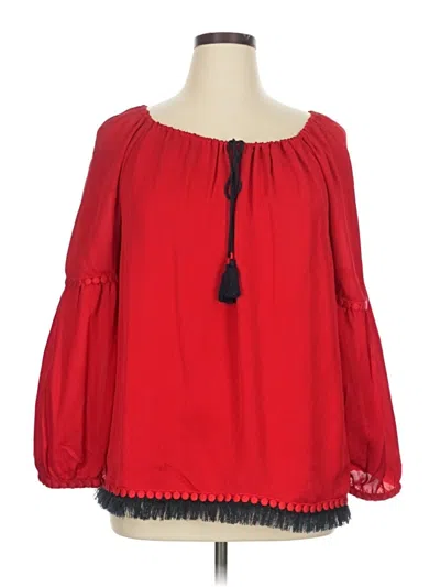 Pre-owned Tory Burch 3/4 Sleeve Blouse In Red