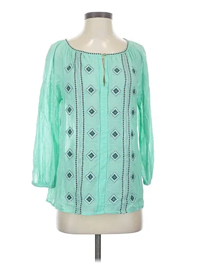 Pre-owned Tory Burch 3/4 Sleeve Blouse In Teal