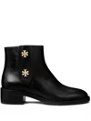 Tory Burch T-lock Leather Ankle Boots In Black