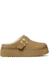 Tory Burch Genuine Shearling Platform Mule In Brown