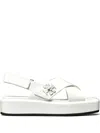 Tory Burch 40mm T-lock Platform Sandals In White