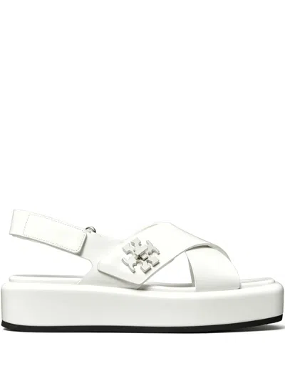 Tory Burch 40mm T-lock Platform Sandals In White