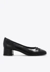 Tory Burch Bow Detailed Block-heel Pumps In Black