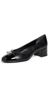 Tory Burch Bow Detailed Block-heel Pumps In Perfect Black / Perfect Black