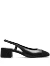 Tory Burch Pave Slingback Block Heel Embellished Toe In Black