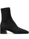 Tory Burch T Monogram Stretch Knit Jacquard Ankle Boots In Black