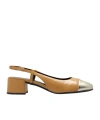 Tory Burch Bicolor Cap-toe Slingback Pumps In Brown