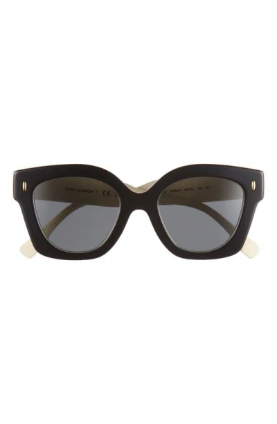 Tory Burch Oversized Acetate Cat-eye Sunglasses In Black/ Ivory
