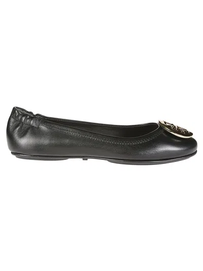 Tory Burch Leather Ballerinas With Metal Logo On The Front In Multi