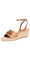 Tory Burch Ines Ankle Strap Espadrille Platform Wedge Sandal In Tan