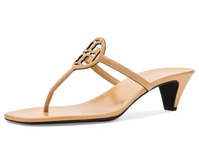 Tory Burch 50mm Miller Capri Kitten Heel Women's Sandals Honeycomb Tan/honeycomb Tan: 8.5 M In Gold