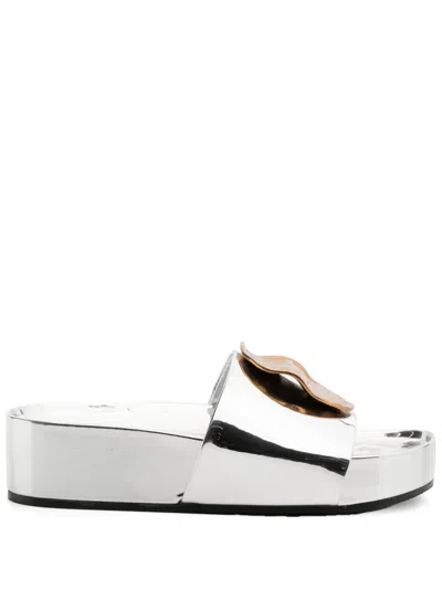 Tory Burch 50mm Patos Sandals In 020 Argento