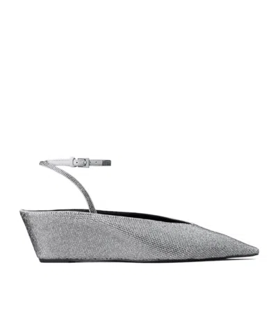 Tory Burch 50mm Pavé-embellished Wedge-heel Pumps In Silver