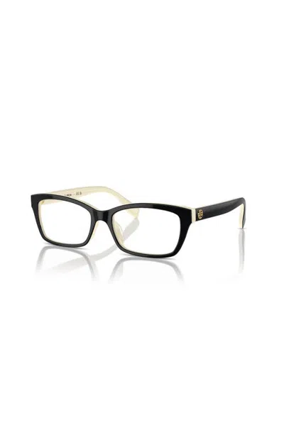 Tory Burch 51mm Rectangle Optical Glasses In Black