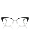 Tory Burch 52mm Cat Eye Optical Glasses In Black Silver
