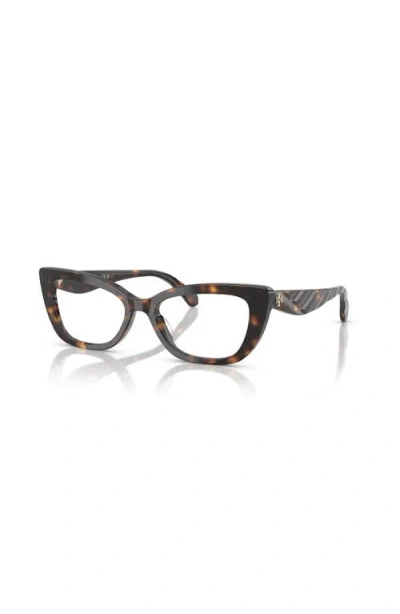 Tory Burch 52mm Cat Eye Optical Glasses In Brown