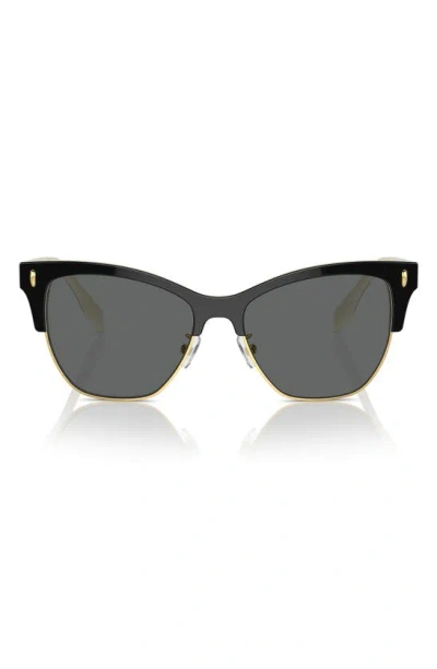 Tory Burch T-monogram Acetate & Plastic Cat-eye Sunglasses In Black