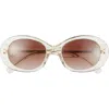 Tory Burch 53mm Gradient Oval Sunglasses In Brown Gradient