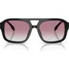Tory Burch Double-bridge Square-frame Sunglasses In Black