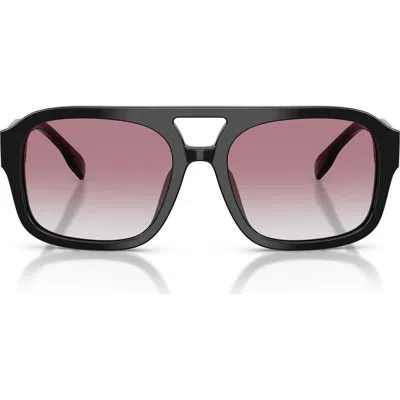Tory Burch Double-bridge Square-frame Sunglasses In Black