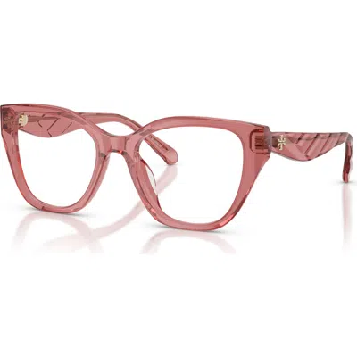 Tory Burch 53mm Irregular Optical Glasses In Pink