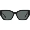 Tory Burch 53mm Polarized Rectangular Sunglasses In Black