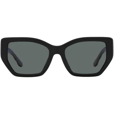 Tory Burch 53mm Polarized Rectangular Sunglasses In Black