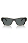 Tory Burch Outlined Rectangle Sunglasses In Black/ Ivory
