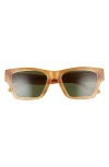 Tory Burch 53mm Rectangular Sunglasses In Amber Tortoise/solid Green