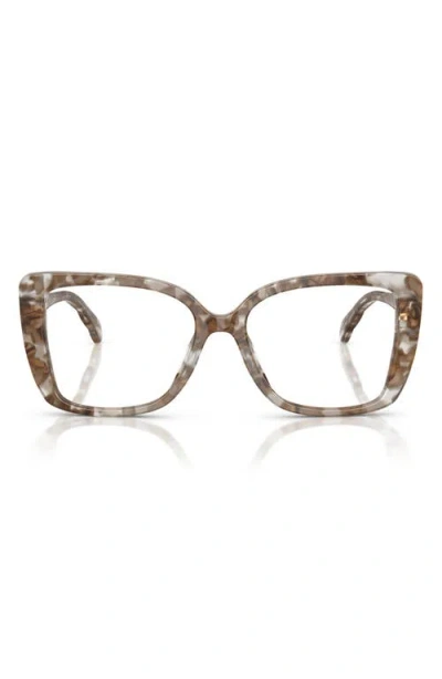 Tory Burch 53mm Square Optical Glasses In Brown Tortoise