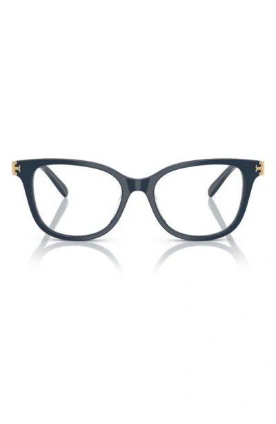 Tory Burch 53mm Square Optical Glasses In Dark Blue