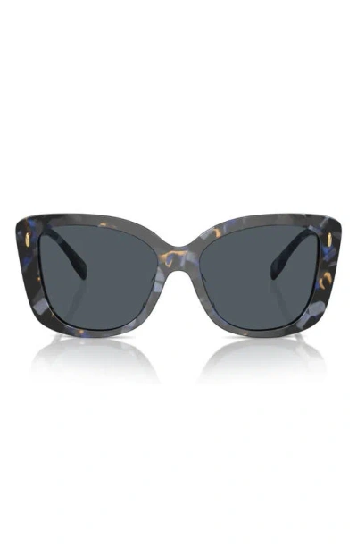 Tory Burch Oversized Acetate Butterfly Sunglasses In Blue Havana Dark Blue